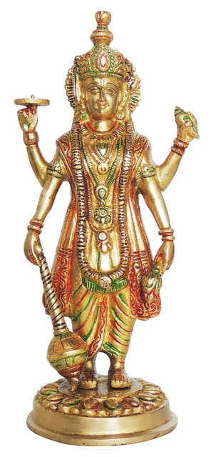 Brass Showpiece Vishnu Ji God Idol Statue  - 4.5*5.5*12.5 inch (BS1140 B)