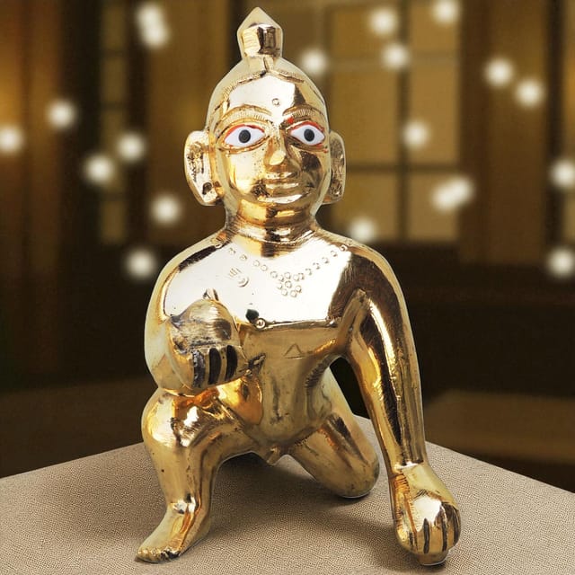 Brass Showpiece Laddu Gopal God Idol Statue  - 3*5*4.8 inch (BS871 B)