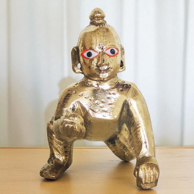 Brass Showpiece Laddu Gopal God Idol Statue  - 3.5*2*3 inch (BS871 A)