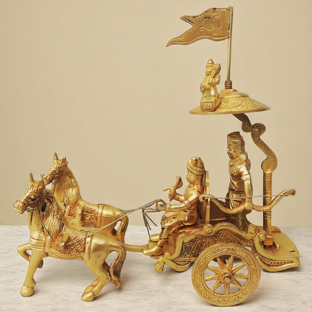 Brass Showpiece Arjun Rath Statue  - 9*3*8.5 inch (BS070 B)