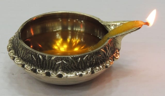 Brass Table Decor Oil Lamp Kuber Deepak - 3.2*2.7*1.3 inch (Z140 E)