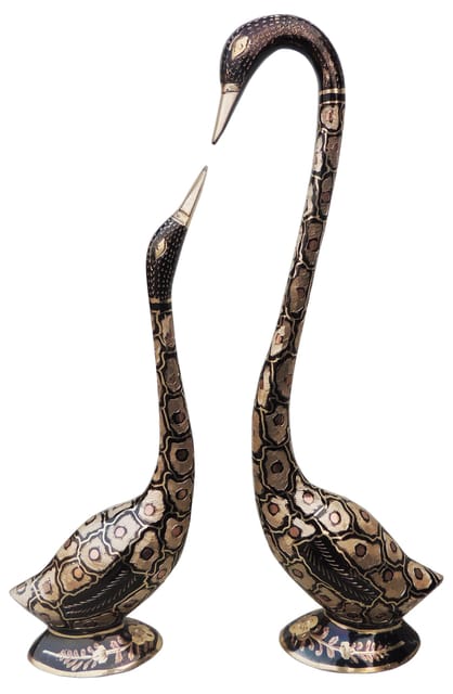 Brass Showpiece Swan, Saras Statue - 10.8*2.3*14.8 inch (AN214 D)