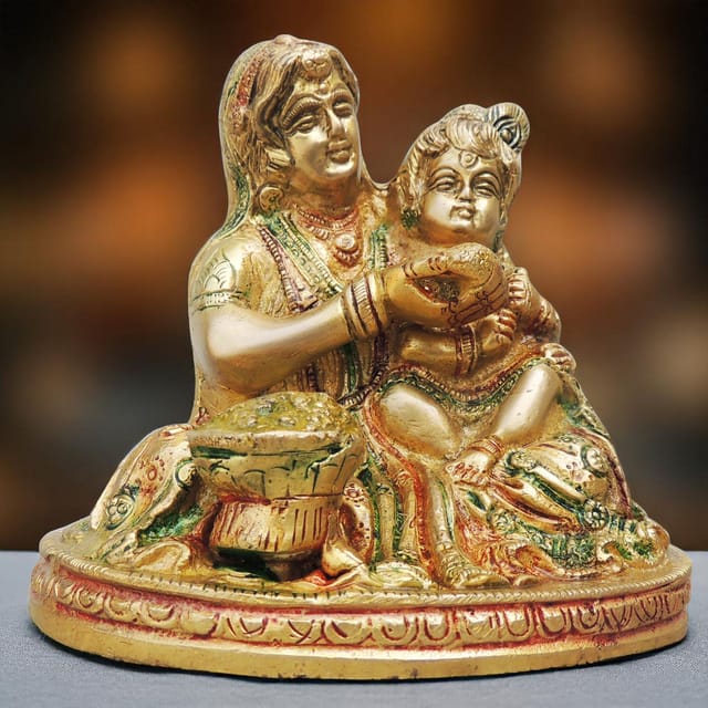 Brass Showpiece Krishna With Yashoda Maiya - 5.3*3.8*5.5 Inch (BS974 C)