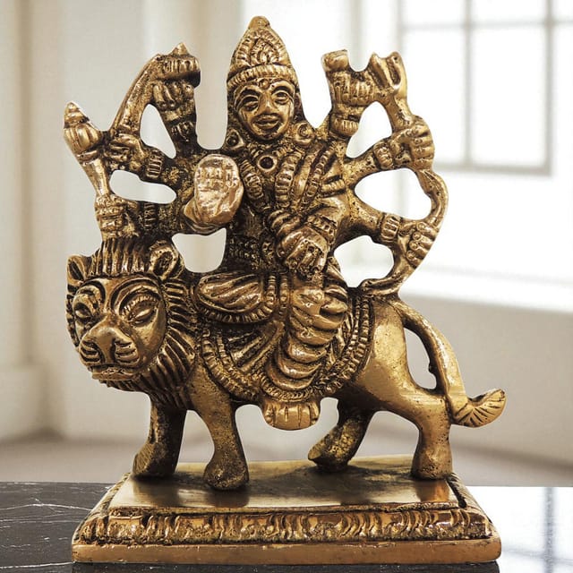 Brass Showpiece Durga Ji God Idol Statue - 3.3x1.5x4 Inch (BS1225 A)