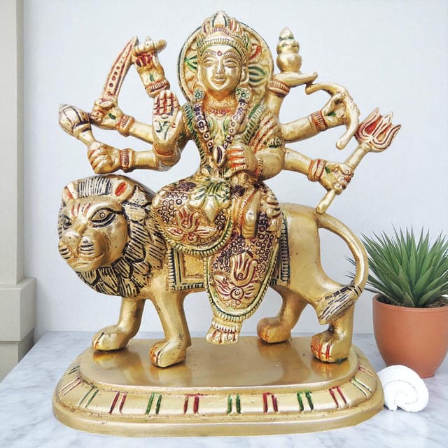 Brass Showpiece Durga Ji God Idol Statue - 5x2.2x5.5 Inch (BS937 X)