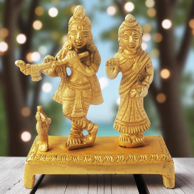 Brass Radha Krishna with Chowki-3.5*1.5*4 (BS1131 B)