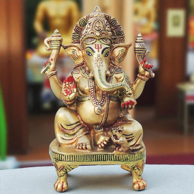 Brass Ganesh Chowki-5*3.5*9.5  (BS1285 G)