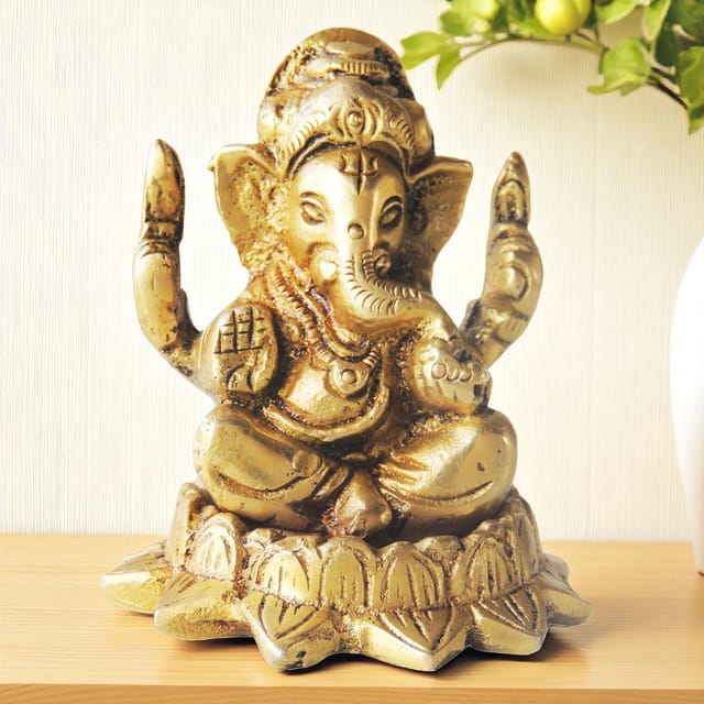 Brass Showpiece Ganesh Ji Statue - 2*2*2.2 Inch (BS1222 G)