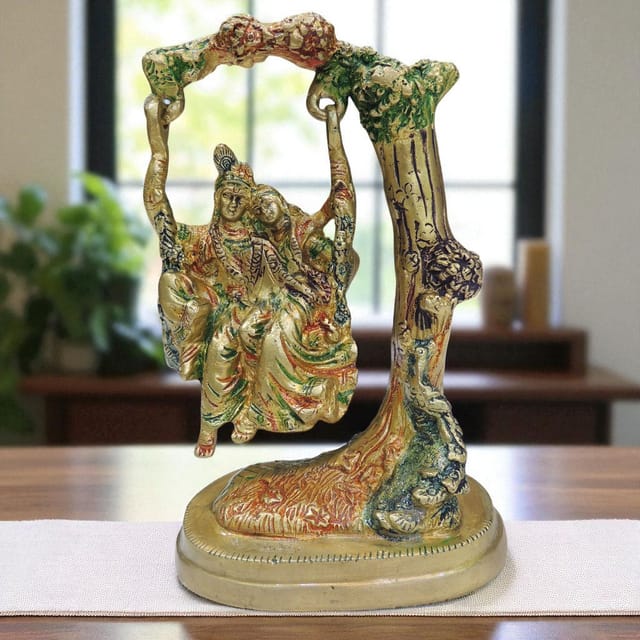 Brass Showpiece Radha Krishna Statue With Tree - 4.3*3*7 Inch (BS1256 C)