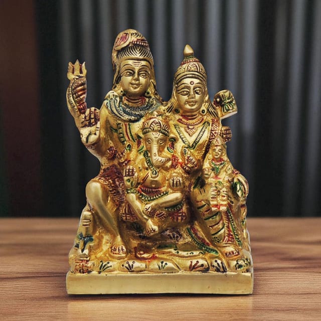 Brass Showpiece Shiv Parivar Statue - 4*2*5.2 Inch (BS493 O)