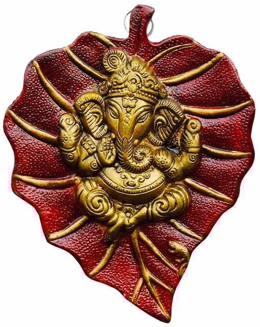 Aluminum Showpiece Ganesh Patta Red Color Statue - 6.5*0.25*8.5 Inch (AS095 A)