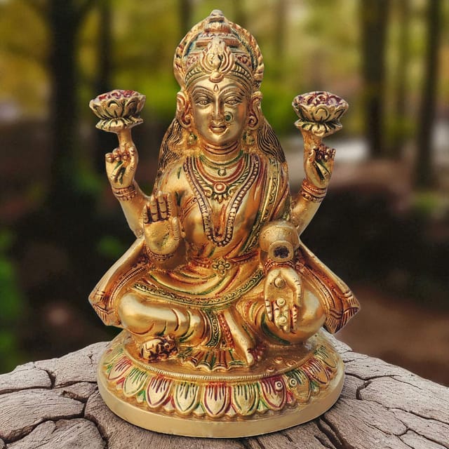 Brass Showpiece Laxmi Ji God Idol Statue - 5.5*4.6*8 Inch (BS1332 L)