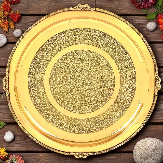 Brass Thali Embose - 12*12 Inch (BC166 B)
