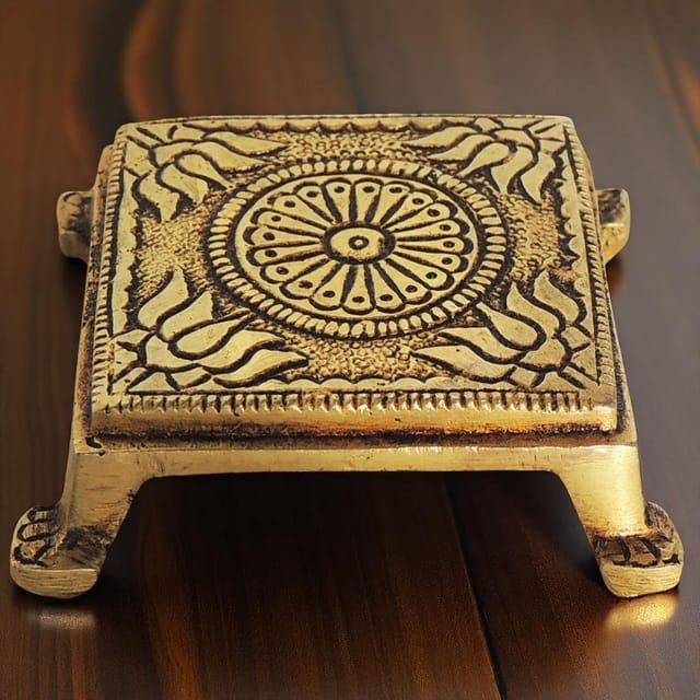 Brass Showpiece Chowki God Idol Statue - 2.2*2.2*0.5 Inch (BS1403 B)