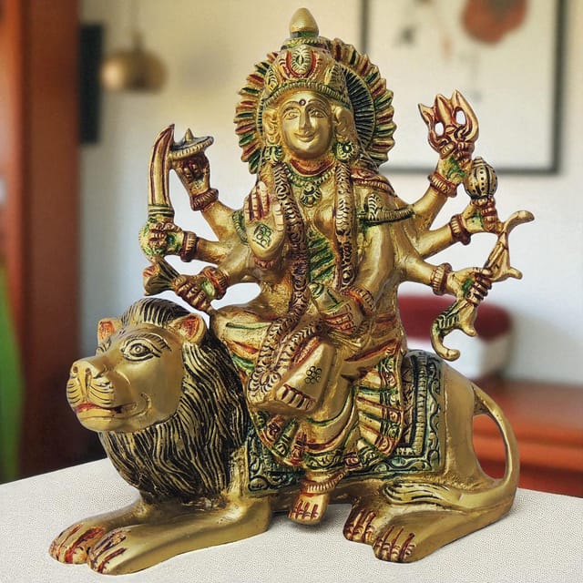 Brass Showpiece Durga Ji God Idol Statue - 6.5*2.5*7 Inch (BS937 S)