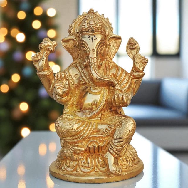 Brass Showpiece Ganesh Ji Statue - 3*2.2*4.3 Inch (BS225)