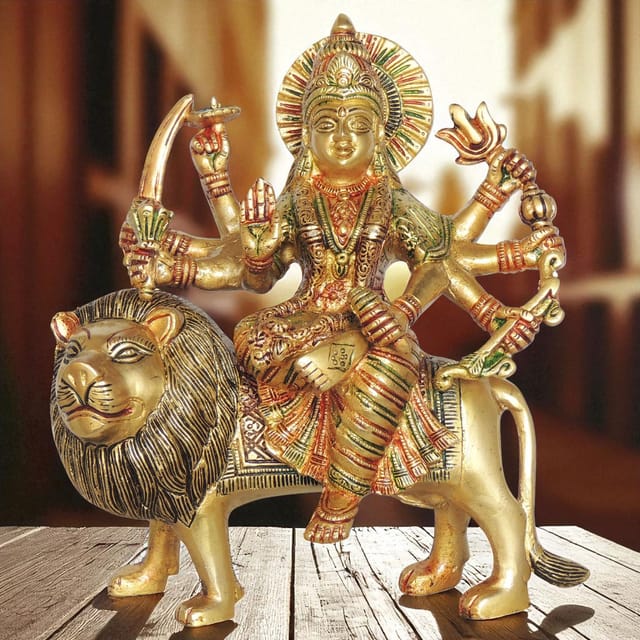 Brass Showpiece Durga Ji God Idol Statue - 8*2.5*9 Inch (BS937 V)