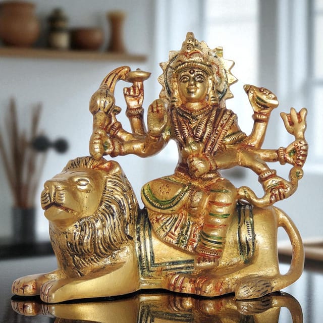 Brass Showpiece Durga Ji God Idol Statue - 4*1.5*3.5 Inch (BS937 W)