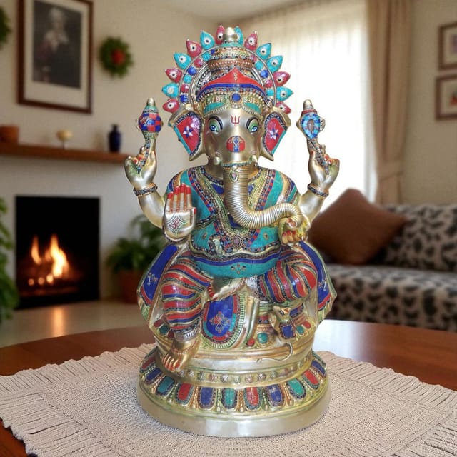 Brass Ganesh Ji statue idol - 20*14*35 Inch (BS1348 G)