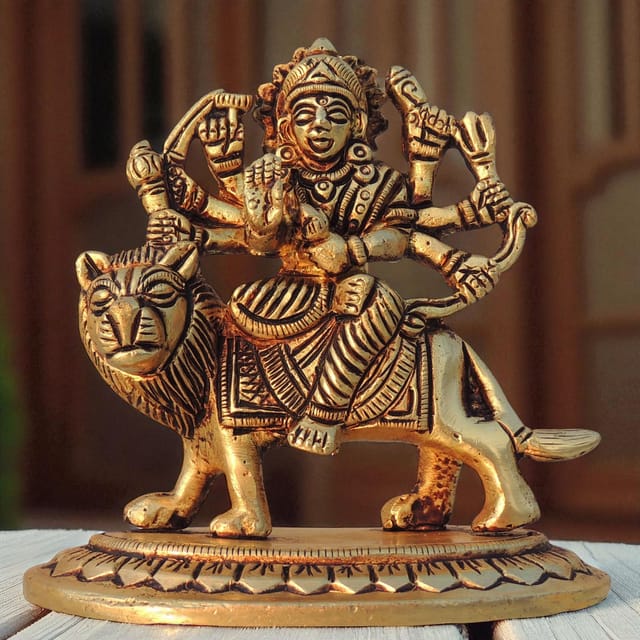 Brass Showpiece Durga Ji God Idol Statue - 4*2.5*4 Inch (BS1445 H)
