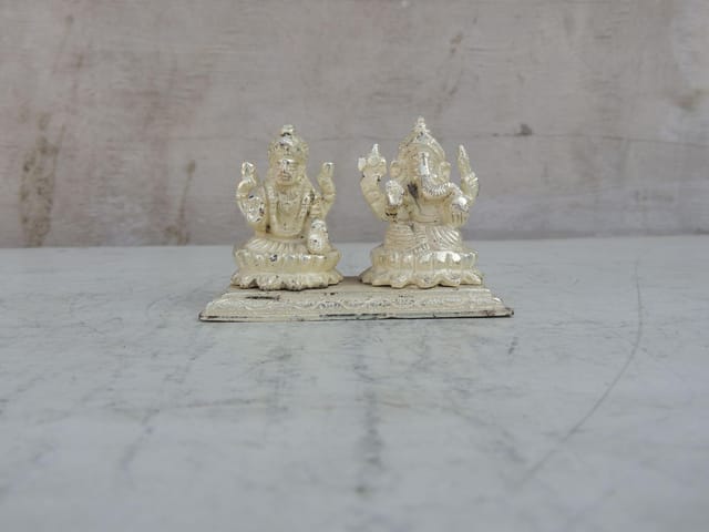 Brass Showpiece Laxmi Ganesh God Idol Statue - 3.7*1.6*2.5 Inch (BS713)