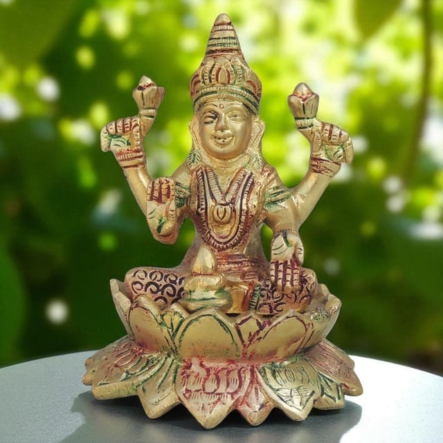 Brass Showpiece Laxmi Ji God Idol Statue - 3.6*3.5*5 Inch (BS1484 L)