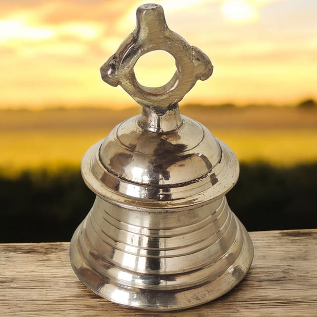 Brass Temple Hanging Bell, Ghanta [500 gm] - 3.5*3.5*4.8 inch (Z493 A)