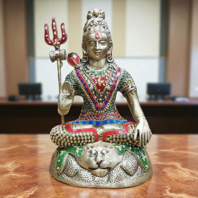 Brass Showpiece Shiv Ji Hill God Idol Statue - 9.5*8.5*15.5 Inch (BS1558 A)