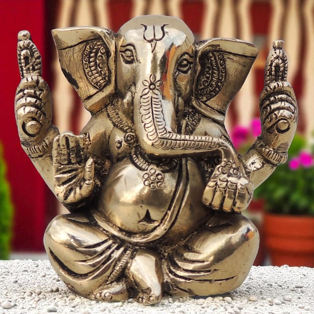 Brass Showpiece Ganesh Ji Statue -4*2.2*3.3 Inch (BS1241 D)