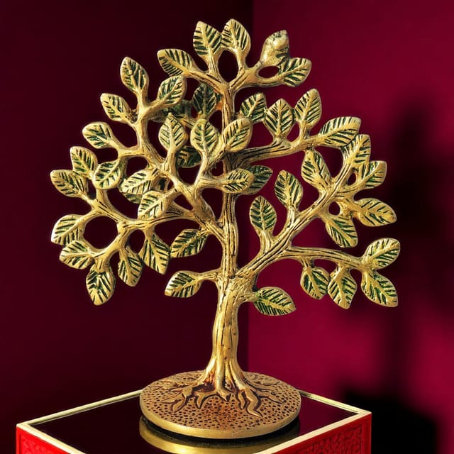 Brass Table Decor Showpiece Kalpavriksha Tree - 6*2.7*6.5 Inch (BS1295 C)