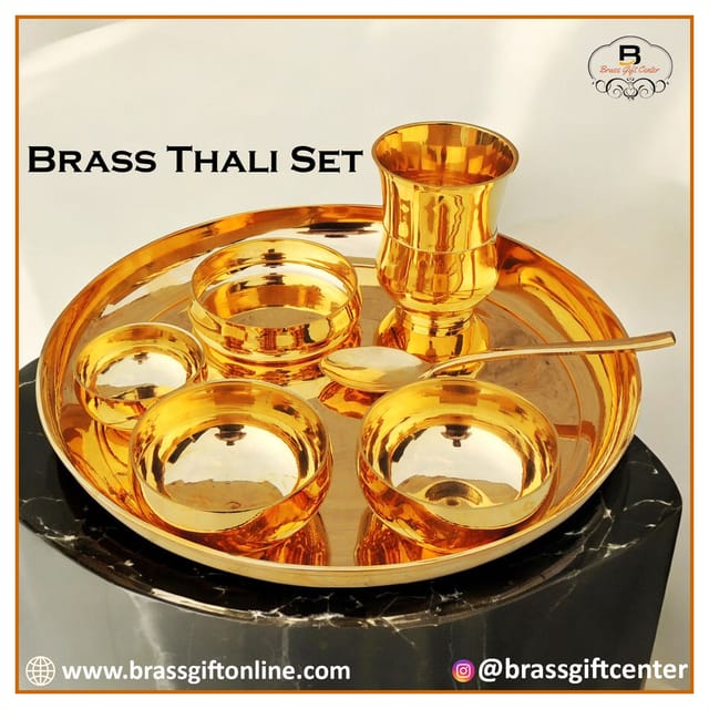 Pure Brass Export Quality Lead Free Thali Set, Set of  7 Pcs. (BC108 X)