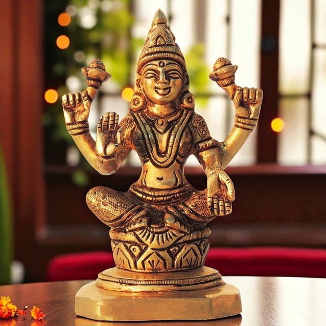 Brass Showpiece Laxmi Ji God Idol Statue - 3*2.2*4.2 Inch (BS1613 L)