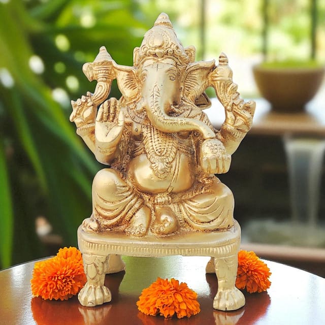 Brass Showpiece Ganesh Ji God Idol Statue - 4*2.3*6 Inch (BS1624 G)