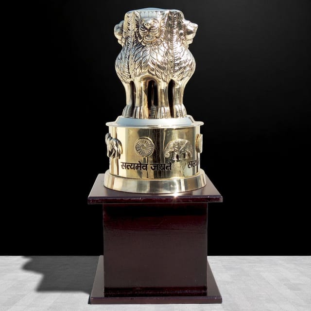Brass & Wooden Showpiece Ashok Lath With Wooden Base - 4*4*9.5 Inch (F720 F)