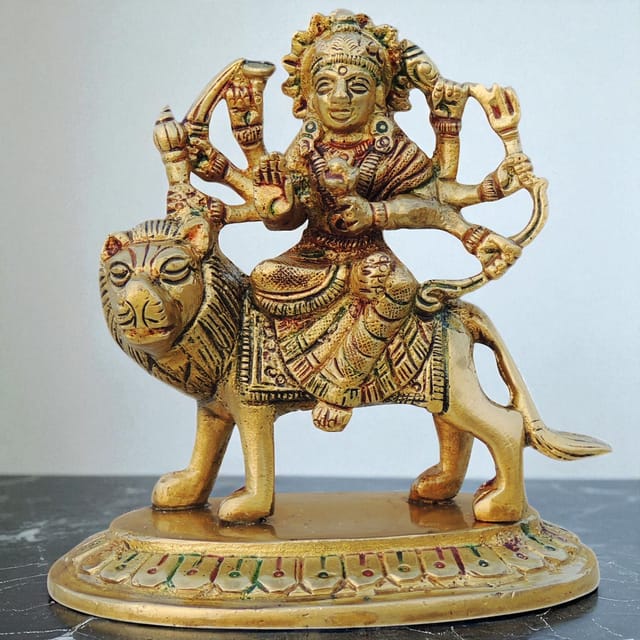 Brass Showpiece Durga Ji God Idol Statue - 4*2.5*4 Inch (BS937 O)