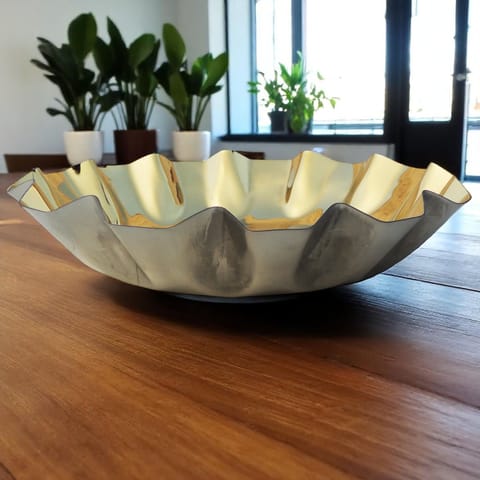 Steel Decorative Oval Tray, Diwali Gifting Item - 8.5*8.8*2 Inch (S107 D)