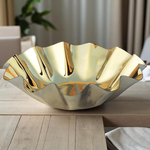 Steel Decorative Round Tray, Diwali Gifting Item - 8*8*2.5 Inch (S107 E)