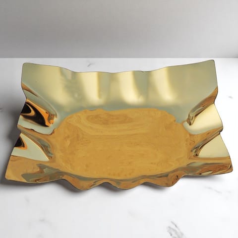 Steel Decorative Small PVD Tray, Diwali Gifting Item - 6.5*5.5*1.5 Inch (S106 C)