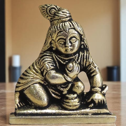 Brass Showpiece Laddu Gopal God Idol Statue - 1.7*0.7*2 Inch (BS871 P)