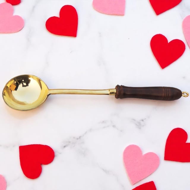 Brass Ramcha With Wooden Handle - 14*3*1 Inch (BC178 A)