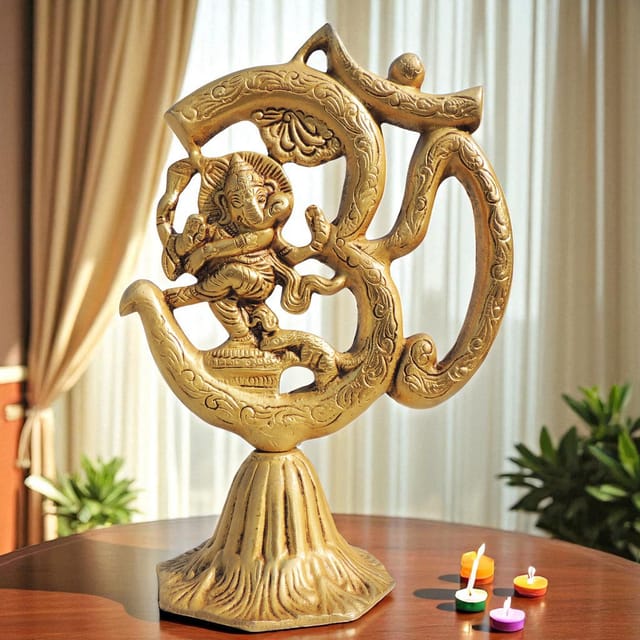 Brass Showpiece Om Ganesh Stand - 6*3.5*8.5 Inch (BS1655 E )