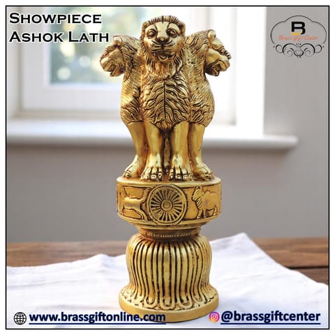 Brass Table Decor Showpiece Ashok Lath Statue - 4.5*4.5*9.5 Inch (BS1658 F)