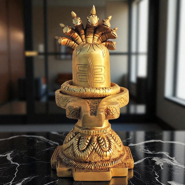 Brass Showpiece Shivling God Idol Statue - 7*5*9.5 Inch (BS1685 F)