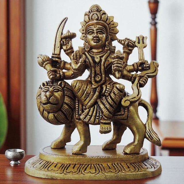 Brass Showpiece Durga Ji God Idol Statue - 4.5*2.5*5 Inch (BS1044 Q)