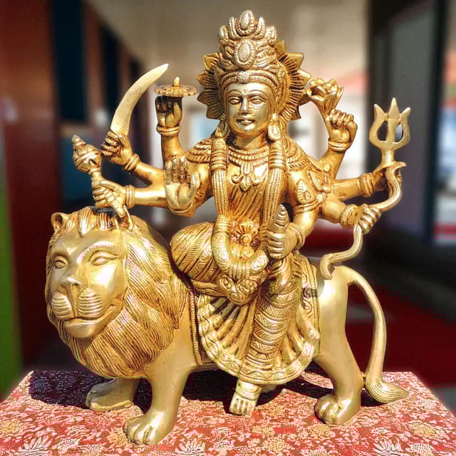 Brass Showpiece Durga Ji God Idol Statue - 10*4*11.5 Inch (BS1028 L)