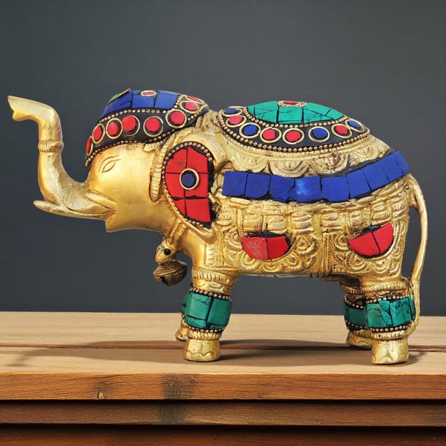Brass Showpiece Elephant Statue - 7*2.5*4.3 Inch (BS620 A)