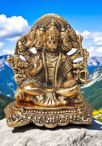 Aluminium Showpiece Panchmukhi Hanuman Ji Statue idol  - 5.3*3.5*5.8 Inch (AS364 G)