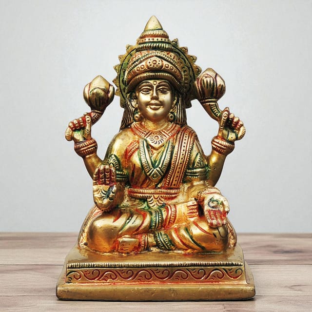 Brass Showpiece Laxmi Ji God Idol Statue - 4*3.5*5.5 Inch (BS1746 L)
