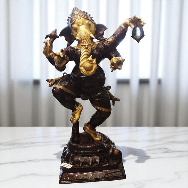 Brass Showpiece Antique Ganesh God Idol Statue, 50 KG (BS1764 G)