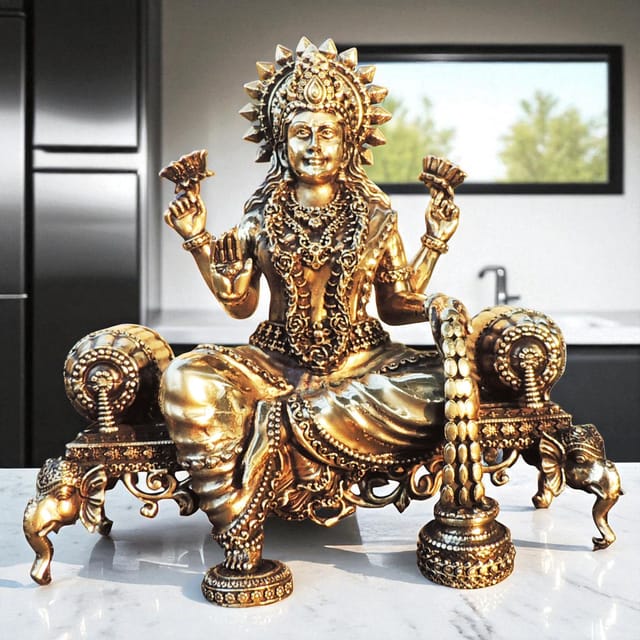 Brass Showpiece Laxmi Ji God Idol Statue - 8*4.2*7.7 Inch (BS1805 L)